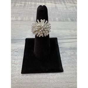 Vintage 925 Sterling Silver Mid Century Firework Starbust Cluster Ring Size 5.25